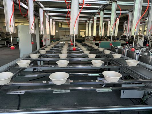 12-station Pulp Molding Spin Coating Line voor Bagasse Tableware Coating and Drying geïntegreerd productiesysteem