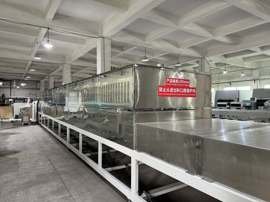 Continu microgolfdrogingslijn voor versnelde harding van gebouwpanelen (gipsum, cementvezelplaten)