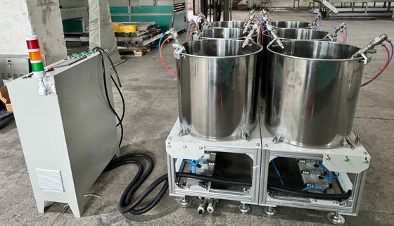 Standaard zes-station roterende spin coating line voor gevormde pulp interne barrière coating