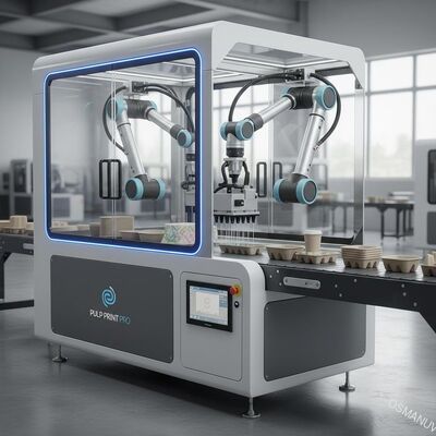 Geïntegreerde robotic-pick-place one-pass watergebaseerde digitale printer voor gevormde pulp
