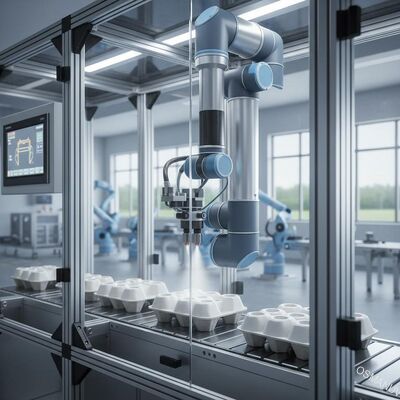 Precisiesysteem voor robotgestuurde interne coating van spuitgietpulpverpakkingen
