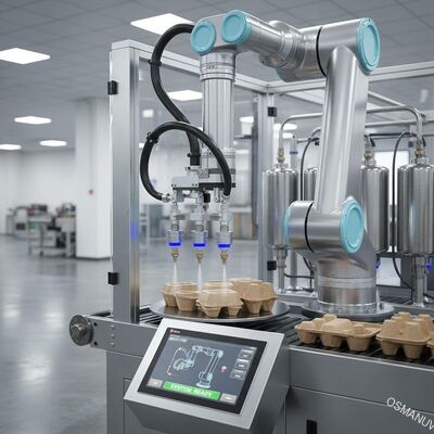 Precisiesysteem voor robotgestuurde interne coating van spuitgietpulpverpakkingen