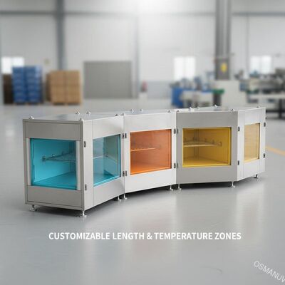 Lijn voor het drogen met warme lucht van het vouwtype voor gecoate producten Compact ontwerp, aanpasbare lengte en temperatuurzones