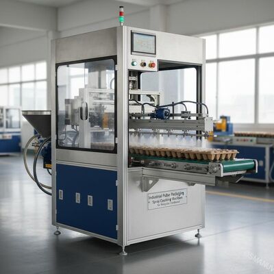 Industrial Pulp Fiber Packaging Spray Coating Machine met precisie-reciprocating spray systeem voor gerecycled karton