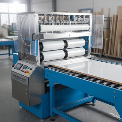 Dubbele rollencoatingmachine voor oppervlakteafwerking van meubelpanelen, hoogglansverfsysteem