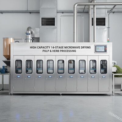 Microwave-drogemachine met een hoge capaciteit van 14 fasen voor het verwerken van pulp en kruiden