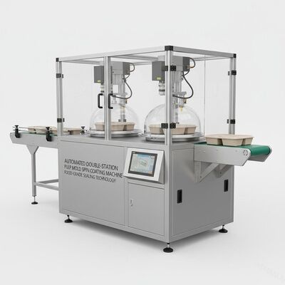 Automatische dubbelstation pulpvormspincoatingmachine voor het afdichten van milieuvriendelijke verpakkingen voor levensmiddelen