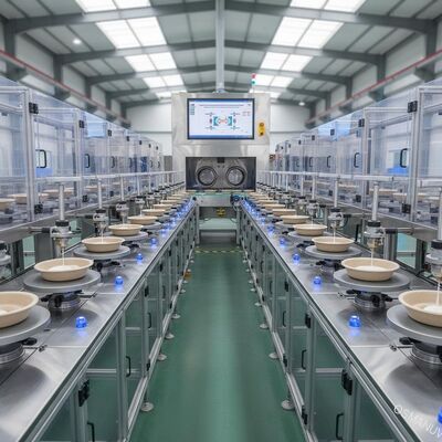 24-stations High-Speed Spin Coating Line met waterdichtheid voor in pulp gevormde voedselcontainers