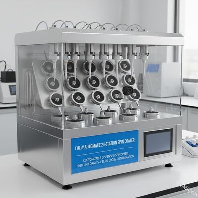 Volledig automatische 24-station spin coater met aanpasbare afgifte en rotatiesnelheid voor hoge uniformiteit en nul kruisverontreiniging
