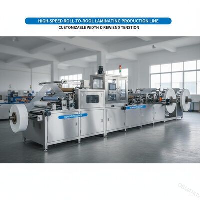 HOGE SNELHEID ROLL-TO-ROLL LAMINERINGSPRODUCTIELIJN | AANPASBARE BREEDTE EN TERUGWINDSPANNING