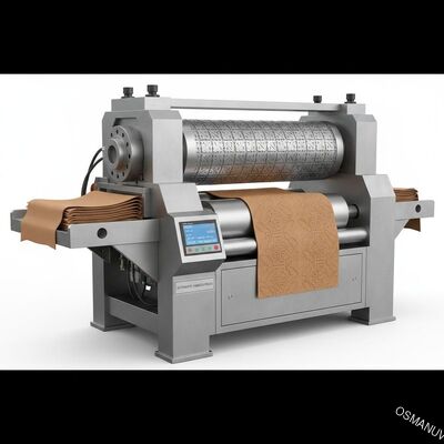 Automatische embossingpersmachine met aanpasbaar rollenpatroon, maximale embossingbreedte van 600 mm en maximale lineaire druk van 20 kN/m