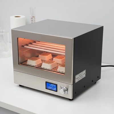 Infrarooddrogingssysteem op laboratoriumschaal voor de coating van gevormde pulp   Compacte experimentele oven