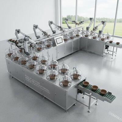 Modulaire 24-station robot spin coating werkcel voor interne coating van gevormde pulp – Flexibele productie