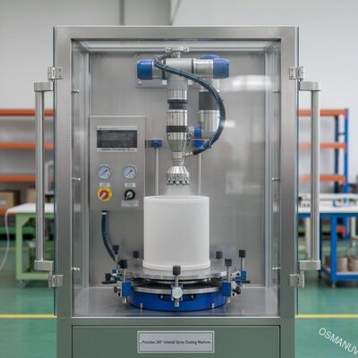 Precisie 360° Interne Spuitcoating Machine voor Pulp Molding Industriële Containers & Meubelcomponenten - Aanpasbare Coatingdikte 5-50 micron