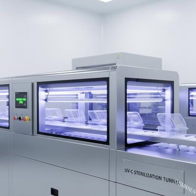 Inline UV-C-tunnel voor snelle sterilisatie van transparante voedselverpakkingen