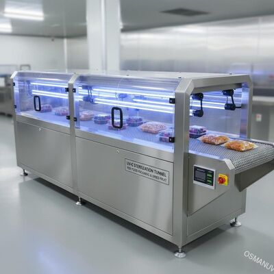 UV-C Sterilisatietunnel voor Transparante Voedselverpakkingen & Gedroogd Fruit - Transportband Inline Systeem