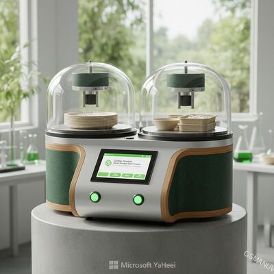 Carbonneutraal dubbelstation spin coating prototype voor plantaardig tafelgerei - Carbonneutraal oplossing voor borden, schaal en vleesbakken