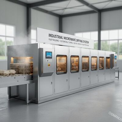Industriële magnetron droogmachine voor pulpvorming - Aanpasbaar tunnelsysteem voor eierdozen & voedselverpakkingen