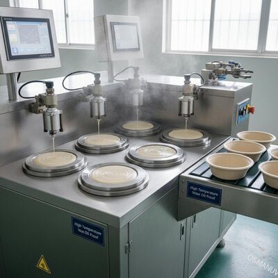 Fiber Bowl Tray Coating Voor Hoogtemperatuur Water Warm Olie Proof Zes Station Spin Coating Machine Voor Bamboe Papier Suikerriet