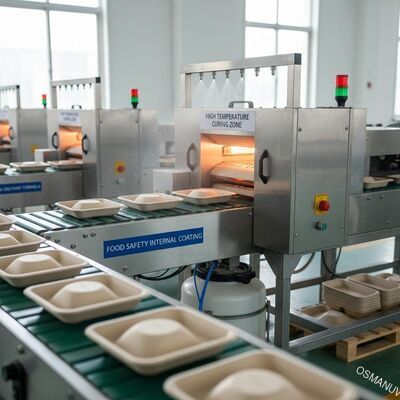 Warm water olie hoge temperatuur voedselveiligheid bewijzen tafelgerei bak binnenlaag productielijn voor pulp gieten
