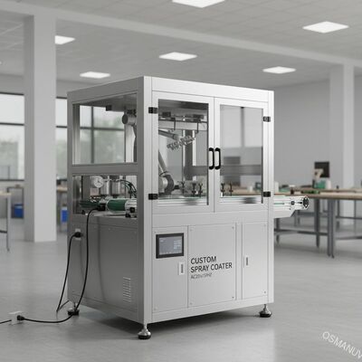 Op maat gemaakte spuitcoatingsmachine met afmetingen en stroomvoorziening van AC220V/50HZ