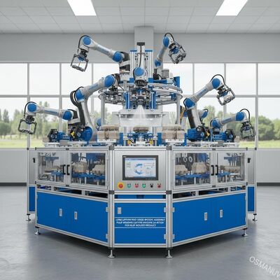 Lange levensduur High Speed Robots Assembly Pulp Molding Coating Machine 24 Station Voor Pulp Molded Product