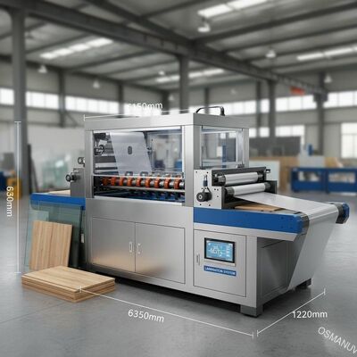 Voor het oppervlak van de vloerplaat Glas Plastic Sheet Film Laminatie Machine met de totale afmeting 6300 * 1550 * 1200mm