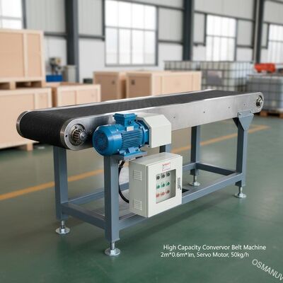 Hoogwaardige transportbandmachine 2m*0,6m*1,5m met servomotor voor 50 kg/uur