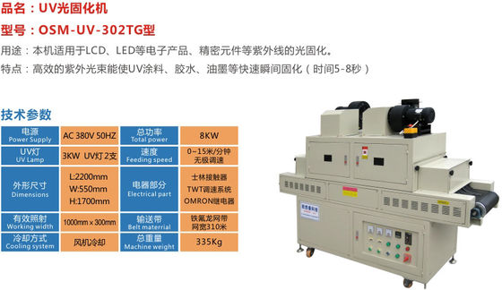ISO9001 geleide Uv Drogere Machine met SUS304-Roestvrij staaltransportband