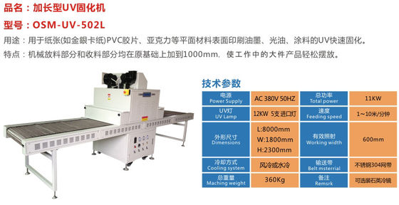 De Machinedocument pvc van de roestvrij staaltransportband breidde het Uv Genezende Film, Acryl en Andere Vliegtuig UV Genezende Machine uit