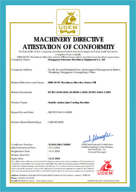 CHINA Dongguan Osmanuv Machinery Equipment Co., Ltd certificaten