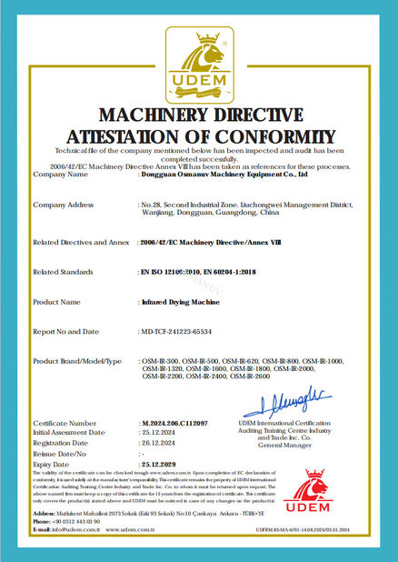 CHINA Dongguan Osmanuv Machinery Equipment Co., Ltd certificaten